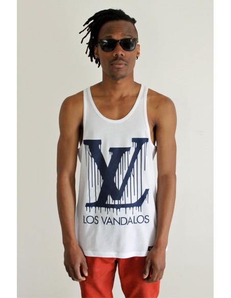 Débardeur blanc navy homme Los vandalos