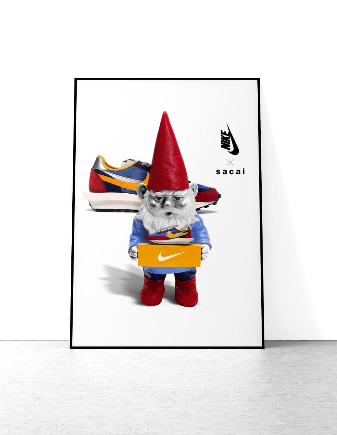 Poster Nain x Nike Sacai LD Waffle bleu