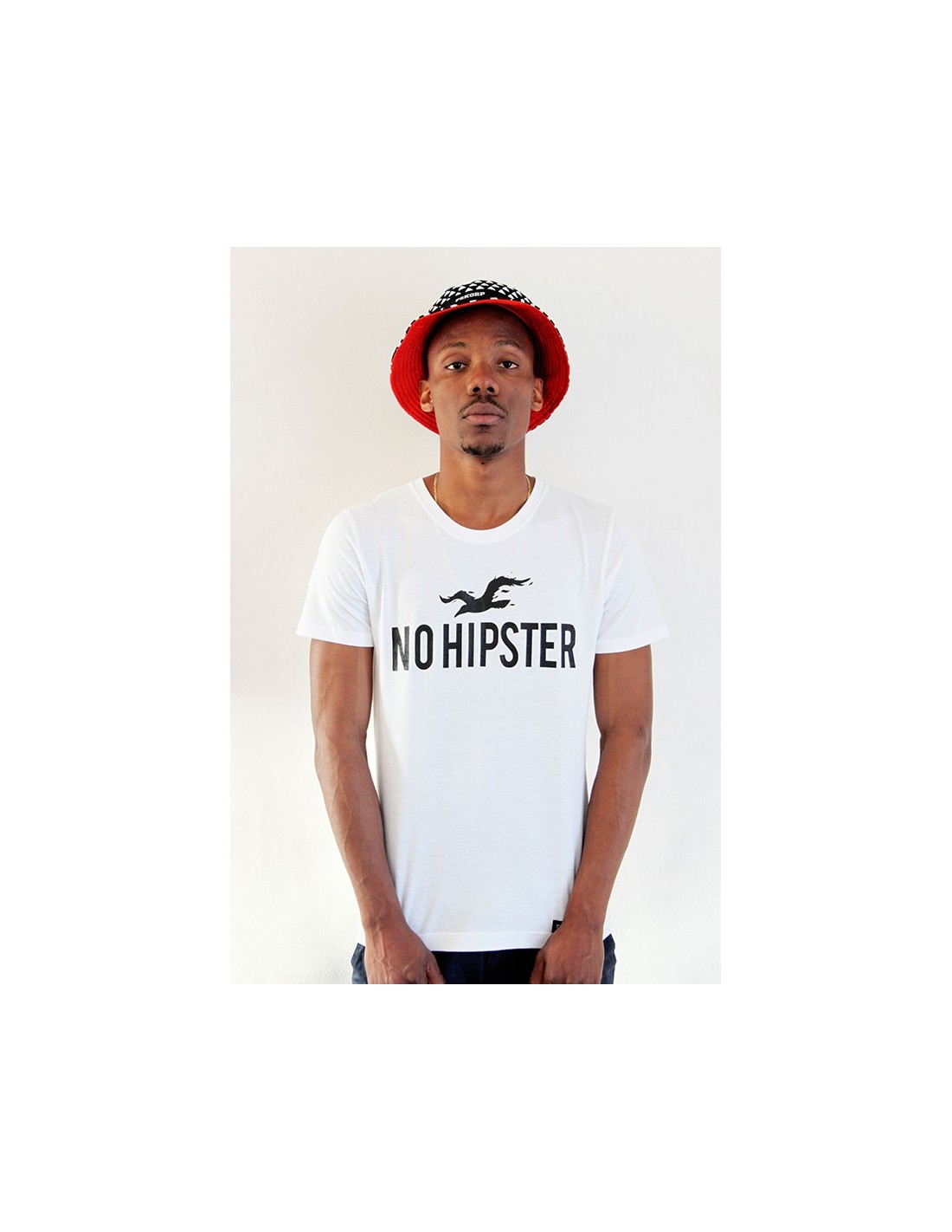 T-shirt No hipster blanc