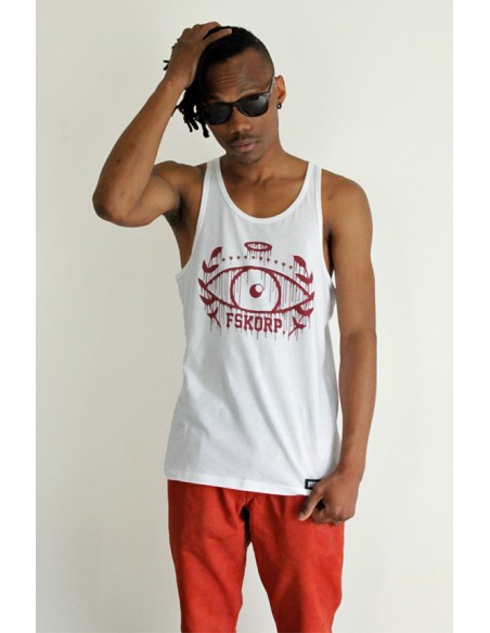 débardeur blanc bordeaux homme