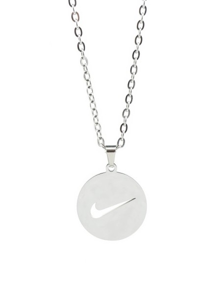 Collier Nike Swoosh rond argenté