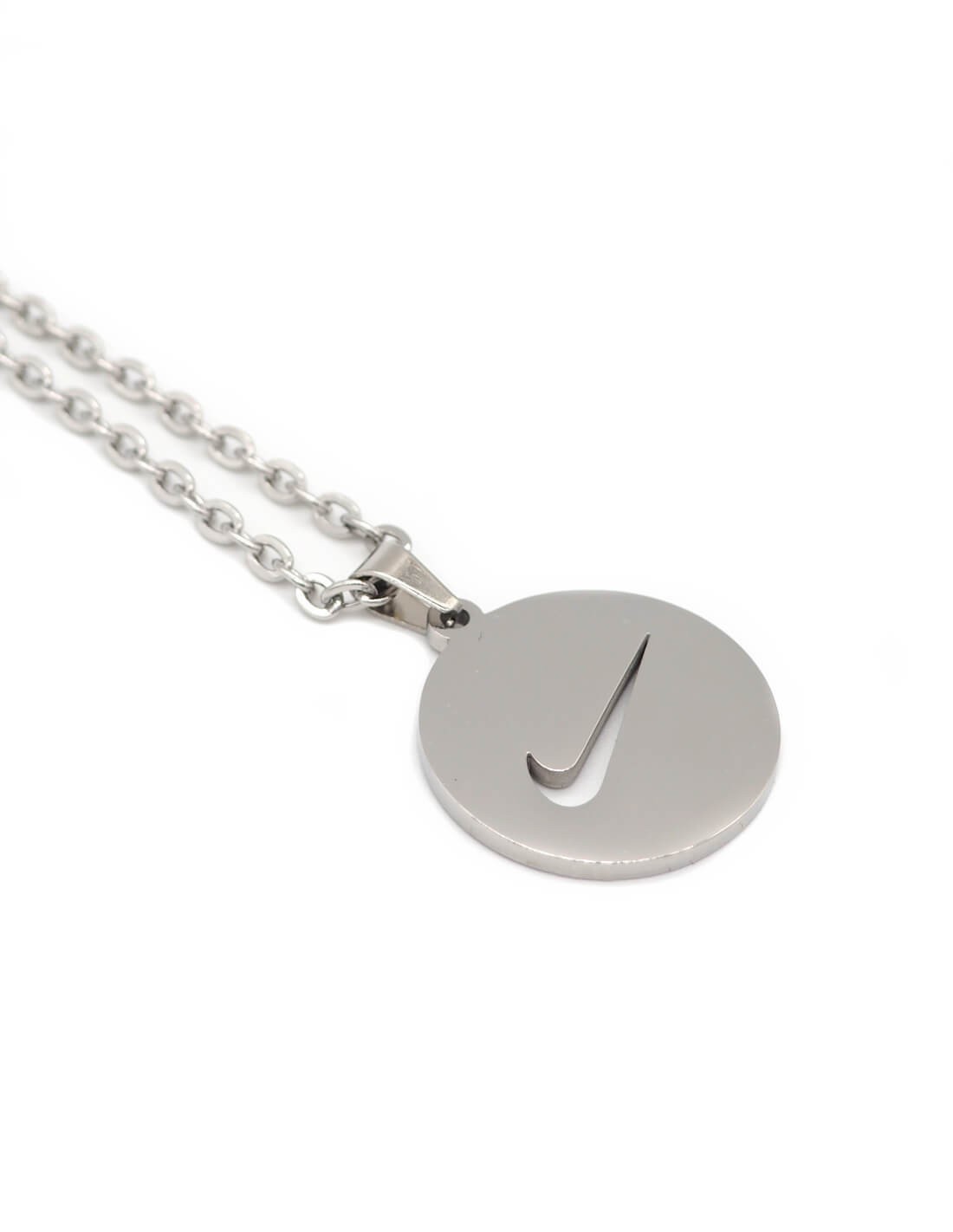 Collier Nike Swoosh rond argenté