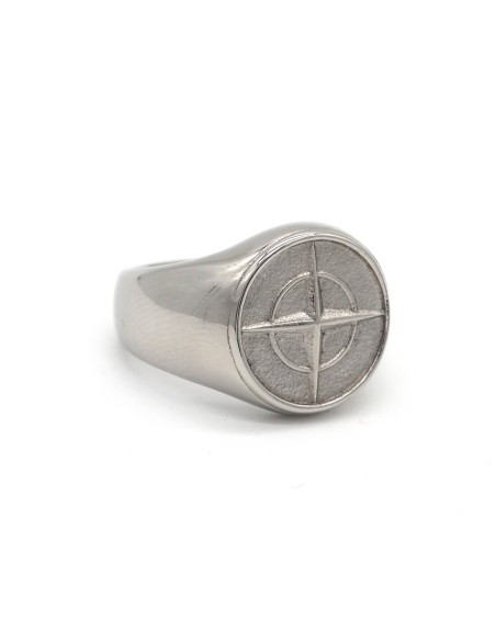 Bague Stone Island Compass Argentée