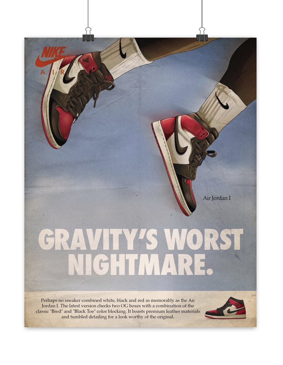 Poster Jordan 1 Bred Toe Nightmare