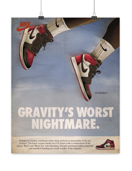 Poster Jordan 1 Bred Toe Nightmare