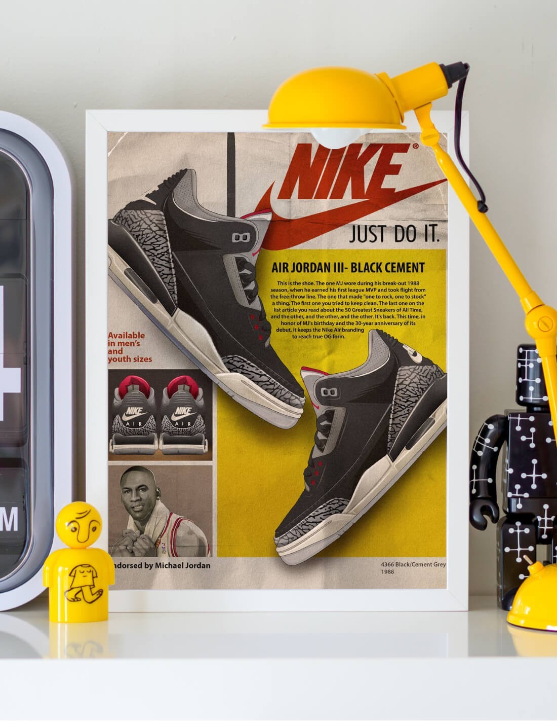 affiche sneakers retro ad Jordan 3 black cement