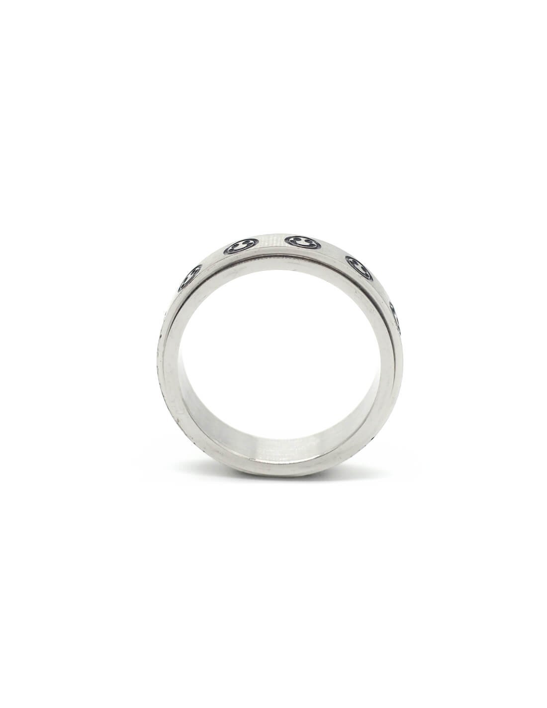 Bague anti-stress rotative Smiley argentée