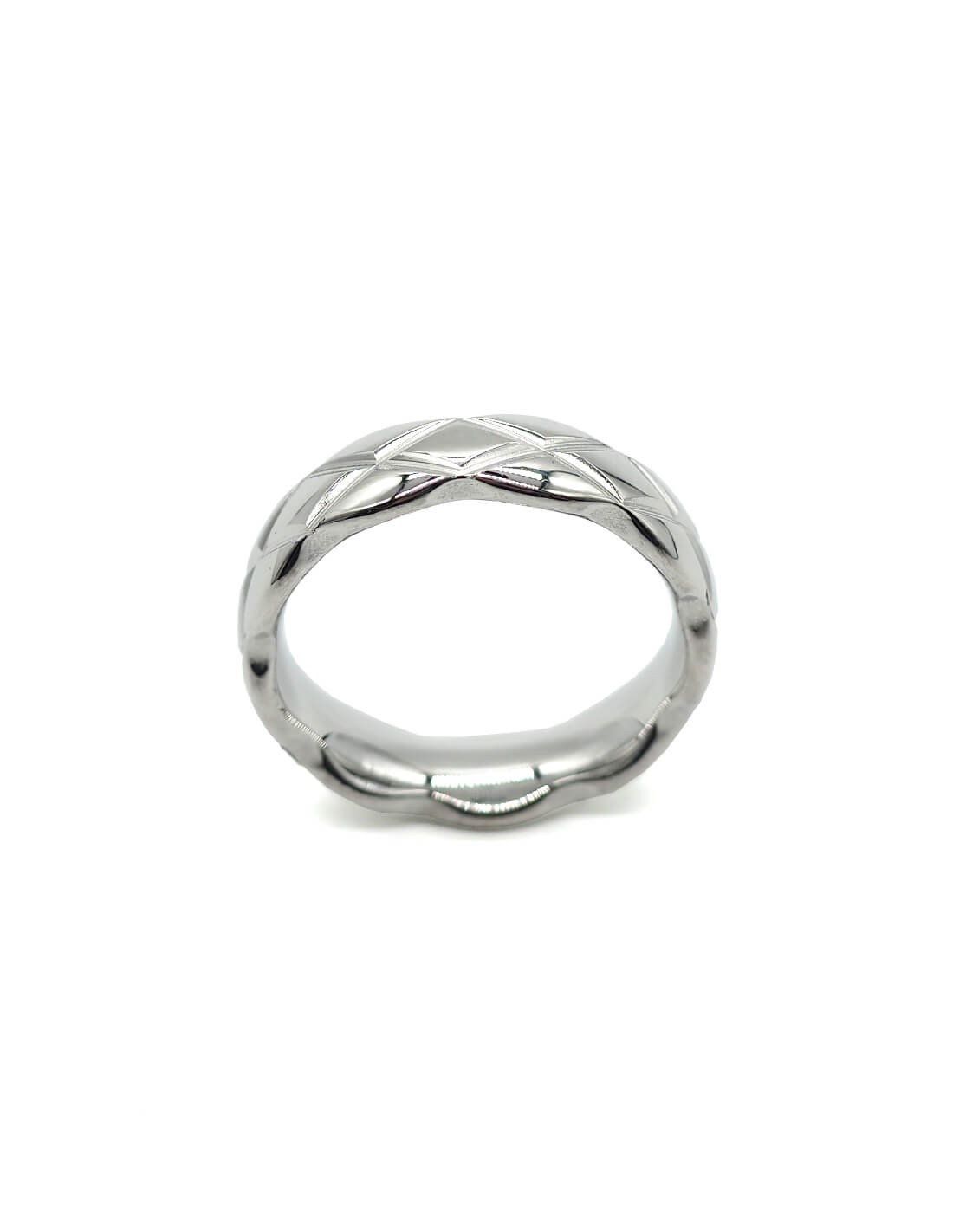 Bague anneau "Cross" argentée