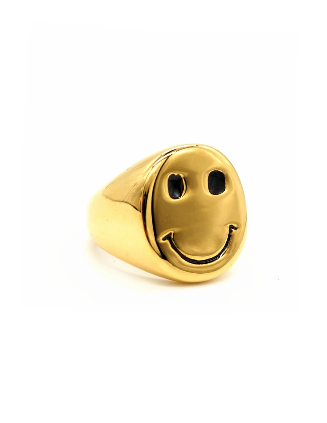bague chevaliere smiley dorée