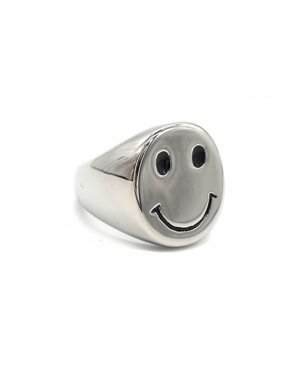 bague chevaliere smiley argentee