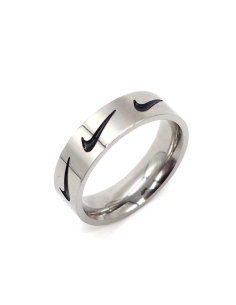 anneau fin unisexe motif swoosh argent