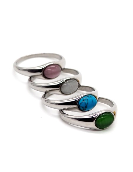 bague Cat Eye argentée