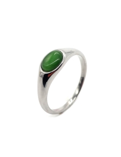 bague cabochon oeil de chat pierre verte