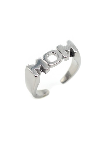 bague mom scultée ajustable argentée