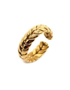 bague ajustable tressée couronne de laurier dorée