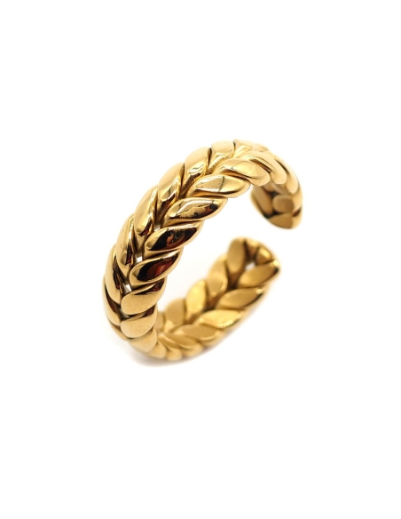 bague ajustable tressée couronne de laurier dorée