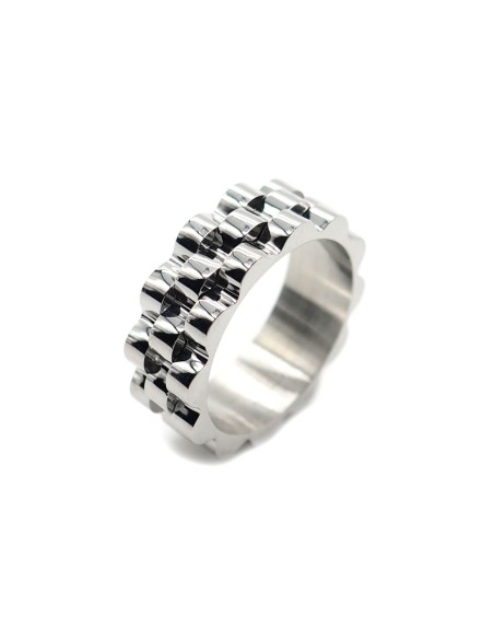 bague anneau motif cylindre argenté