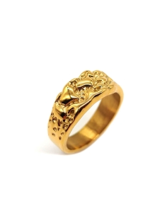 bague anneau doré motif martelé