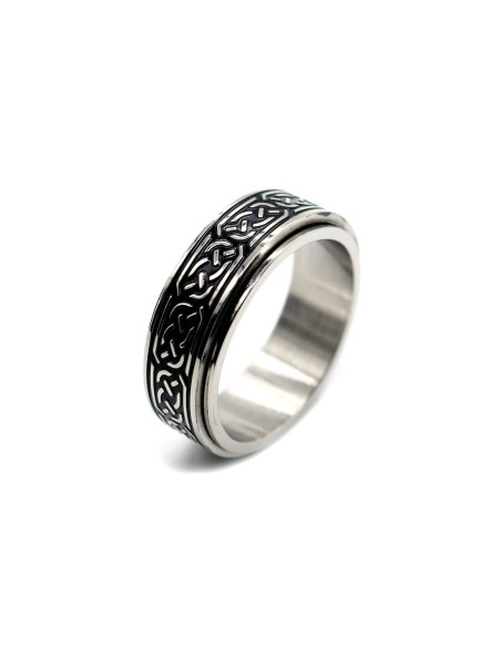 bague anti stress celtique argenté noir