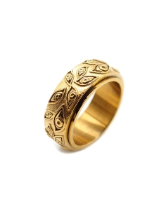 bague motif oeil anneau tournant dorée