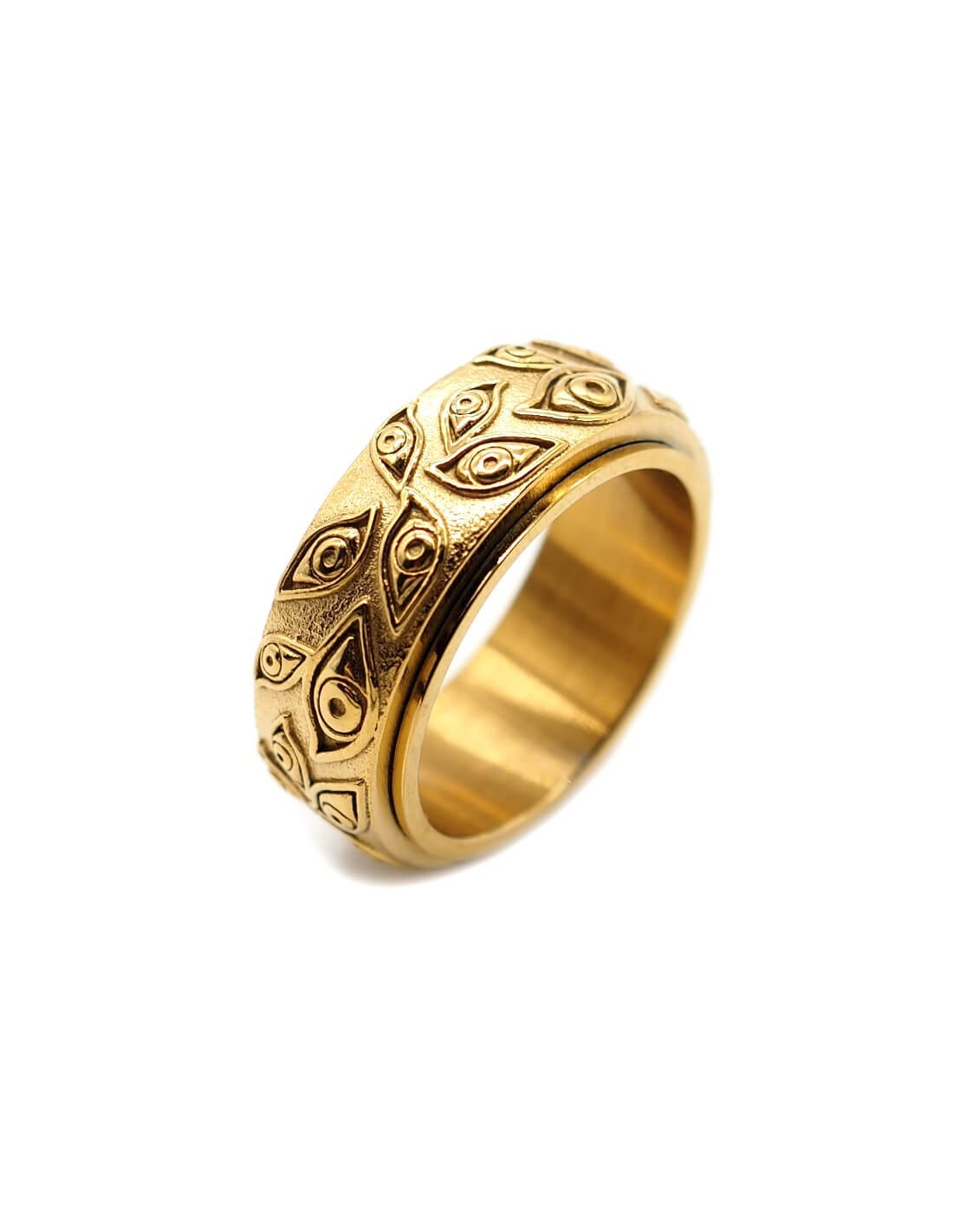 bague motif oeil anneau tournant dorée