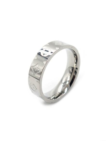 Bague anneau monogramme argentée