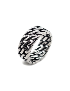 bague anneau argentée maillon de chaine