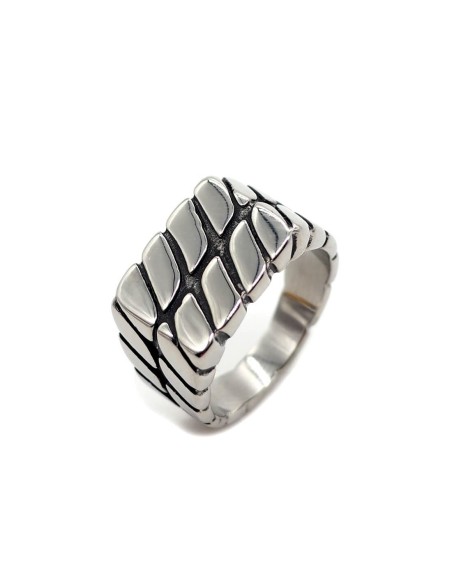 bague chevaliere argentee a motif