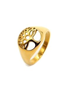 bague chevaliere arbre de vie doree