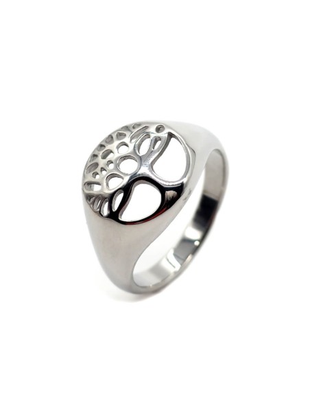 Bague chevaliere arbre de vie argentee
