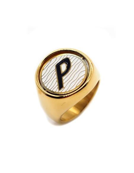 bague chevaliere palace logo P reversible doree