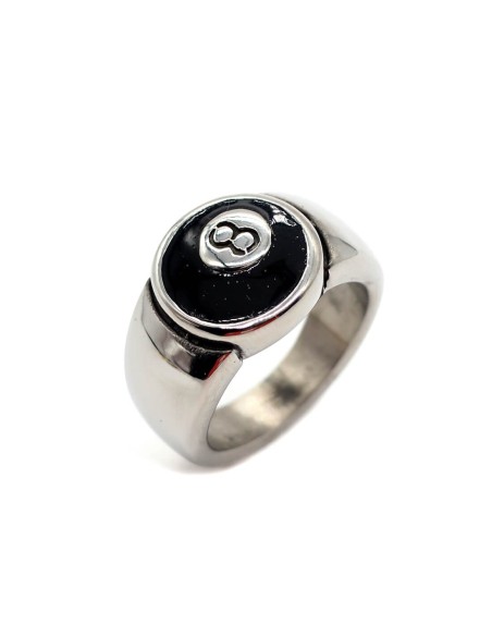 bague Stussy argentée 8 Ball