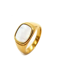 bague chevaliere doree pierre nacre