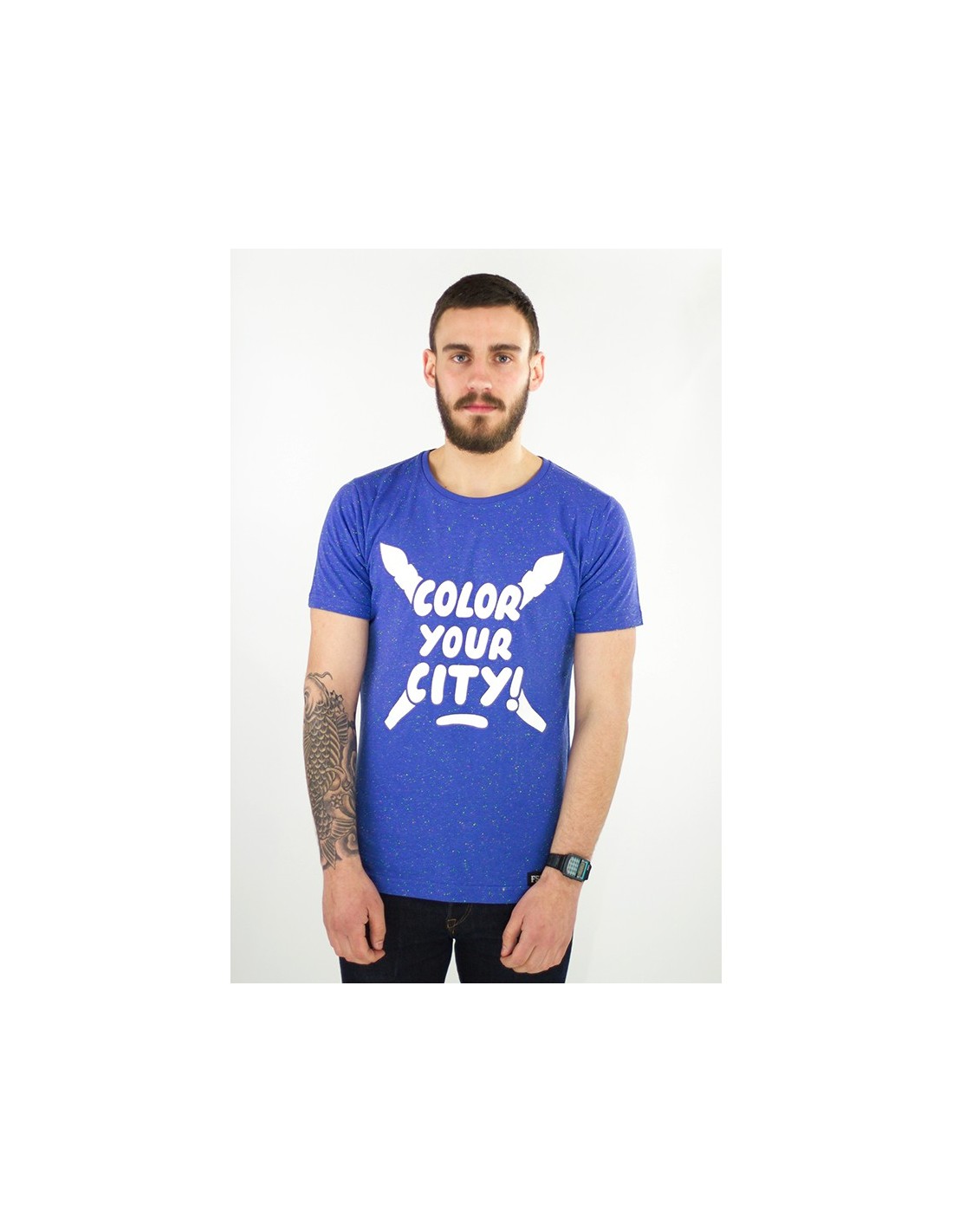 T-shirt bleu tacheté 'Color' pour homme | Fskorp Ltd