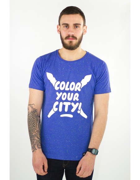 T-shirt bleu tacheté 'Color' pour homme | Fskorp Ltd