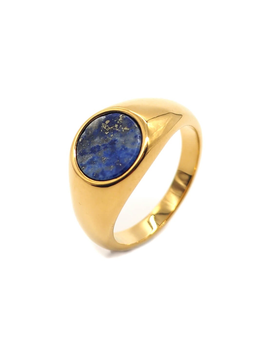 Bague doree a pierre bleu lapis lazuli