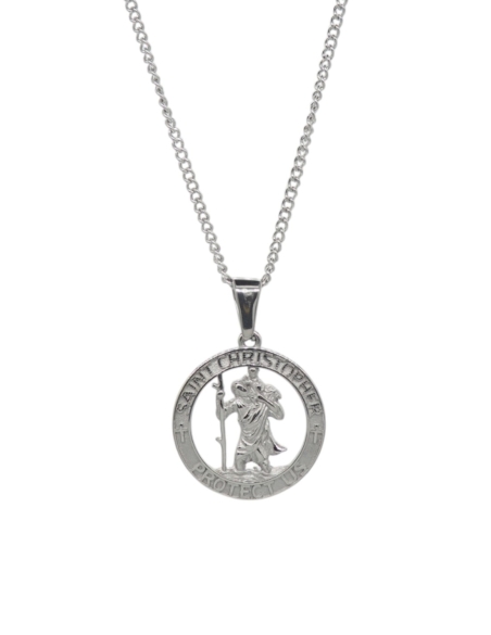 Collier St Christopher argenté