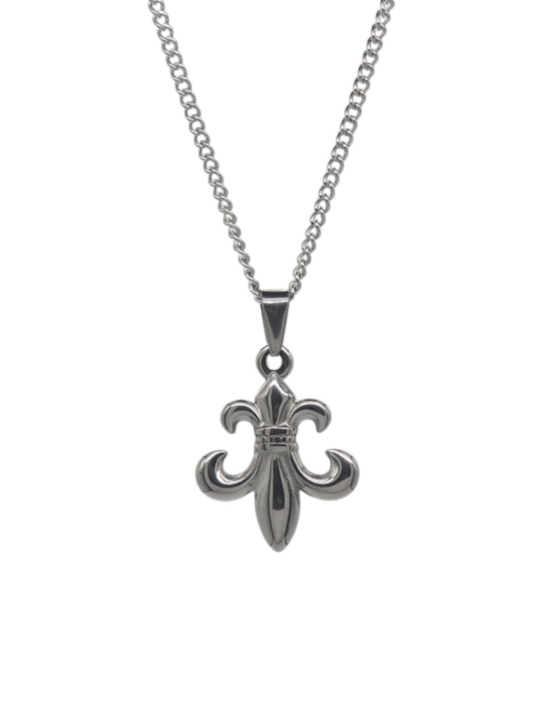Collier Fleur de Lys à l'envers argenté