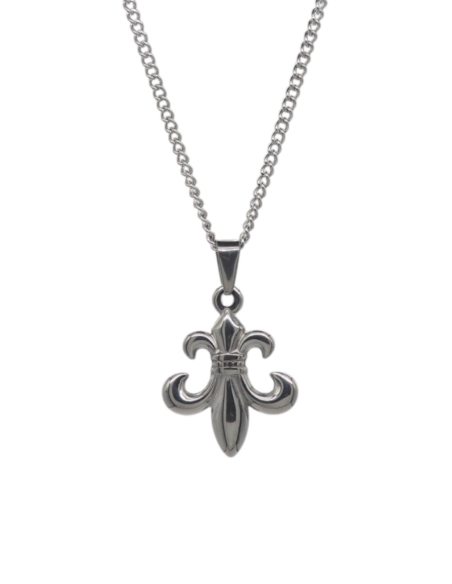 Collier Fleur de lys inversée argenté