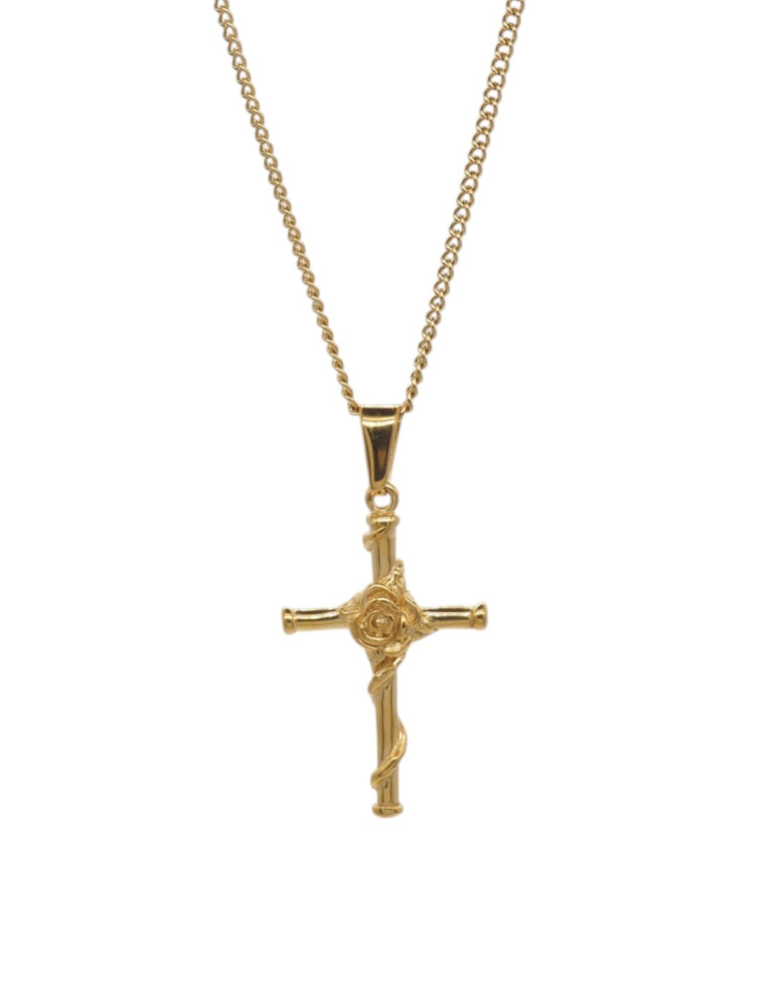 Collier croix rose doré