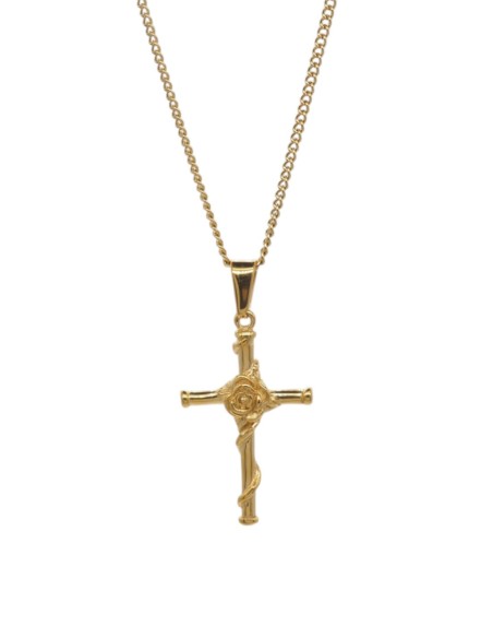 Collier croix rose doré