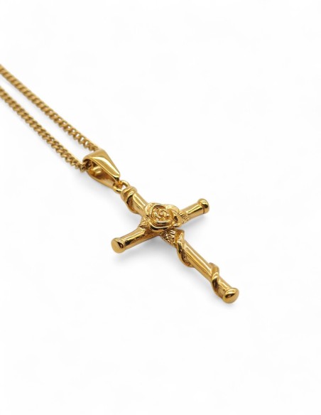 Collier croix fleur