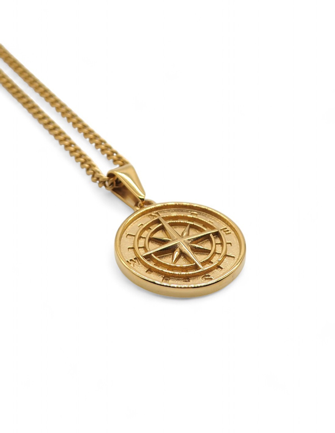 Collier doré streetwear pendentif bussola