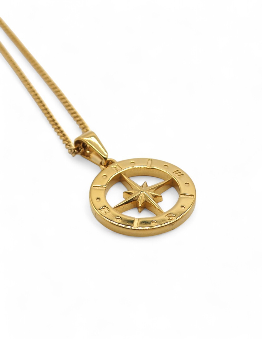 Collier doré streetwear pendentif compass