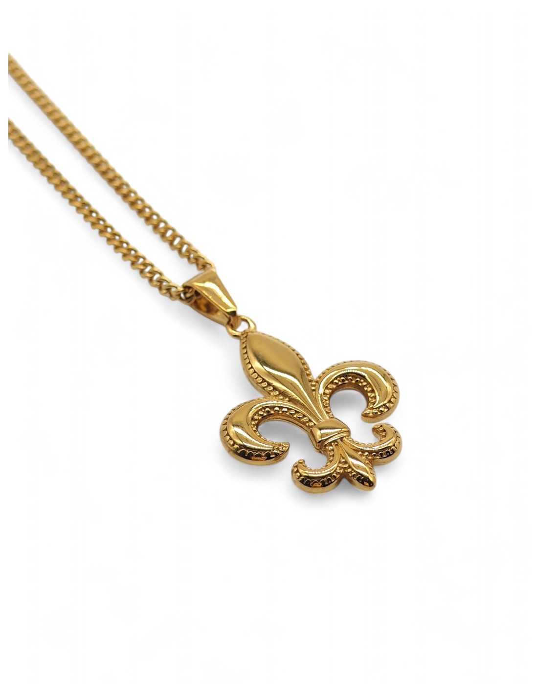 Collier doré streetwear pendentif fleur de lys