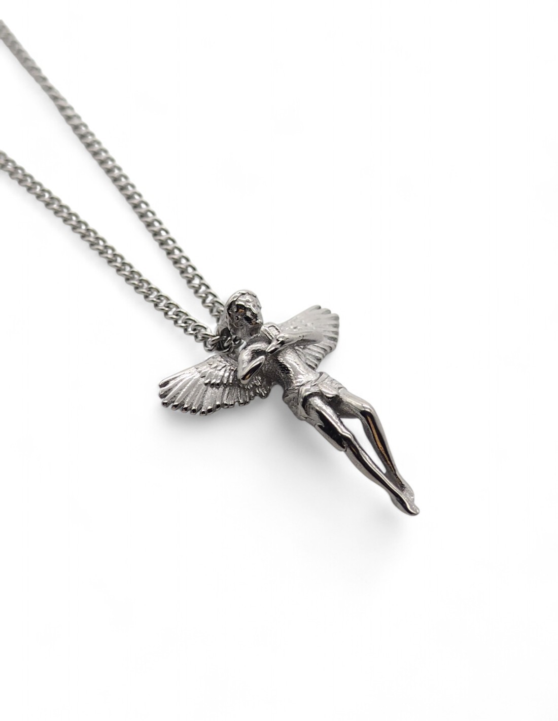 Collier argenté streetwear pendentif ange