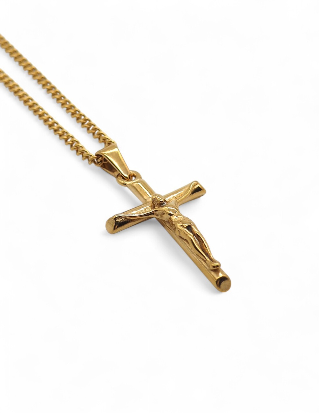Collier doré streetwear pendentif croix