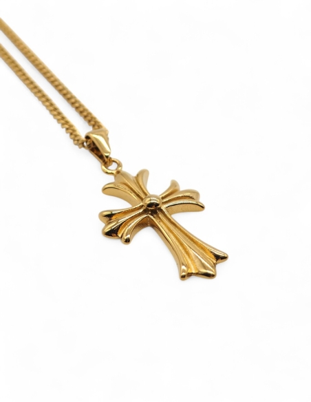 Collier croix patonce doré inspiration chrome hearts