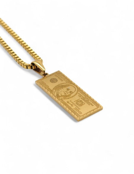 Collier doré streetwear pendentif billet Collier doré streetwear pendentif billet