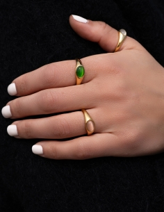 bague cabochon oeil de chat pierre rose 2